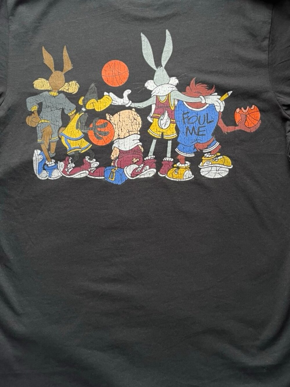 Looney Tunes Basketball Graphic Tee Black Retro Cartoon T-Shirt Bugs Bunny S/M - Picture 6 of 10